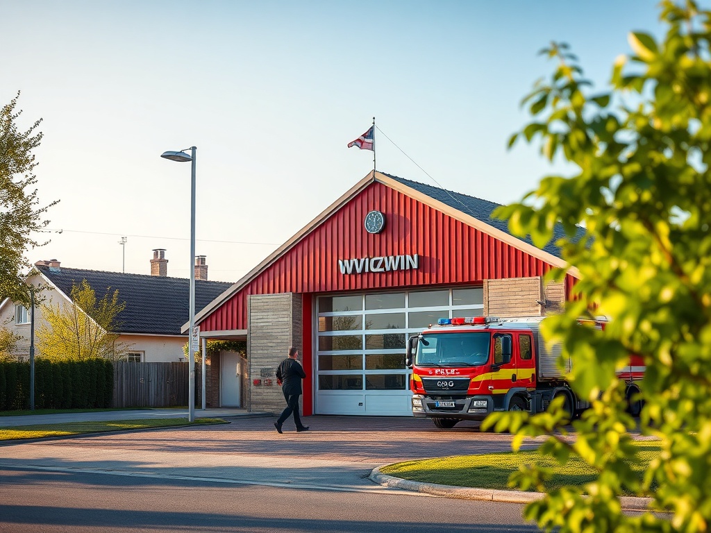 Zdjęcie strażaka podczas akcji ratowniczej, symbolizujące ćwiczenia służb w Świdwinie i potrzebę szybkiego reagowania.